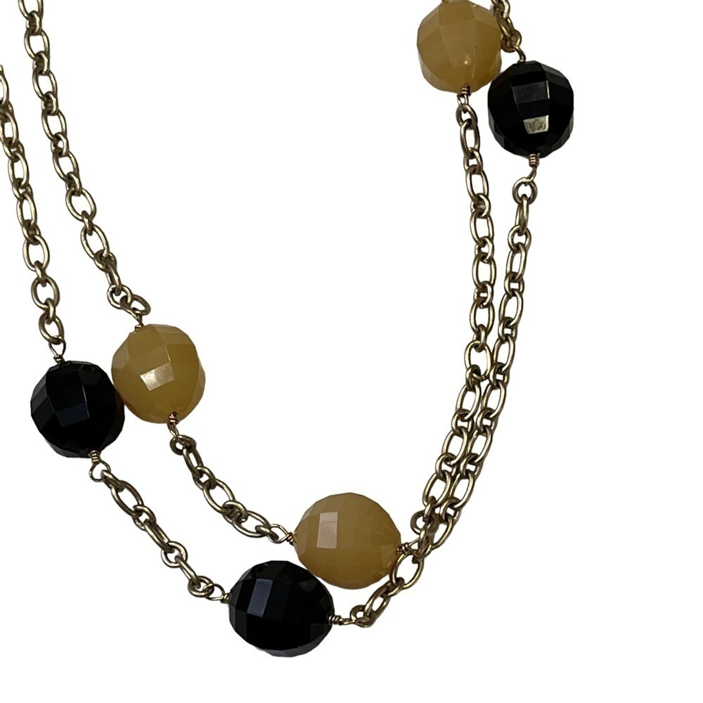 J crew beaded gold chain necklaces butterscotch black